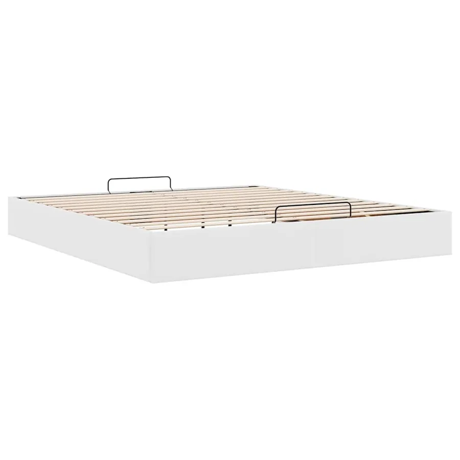 Cadre de lit ottoman sans matelas blanc 160x200 cm similicuir - 9