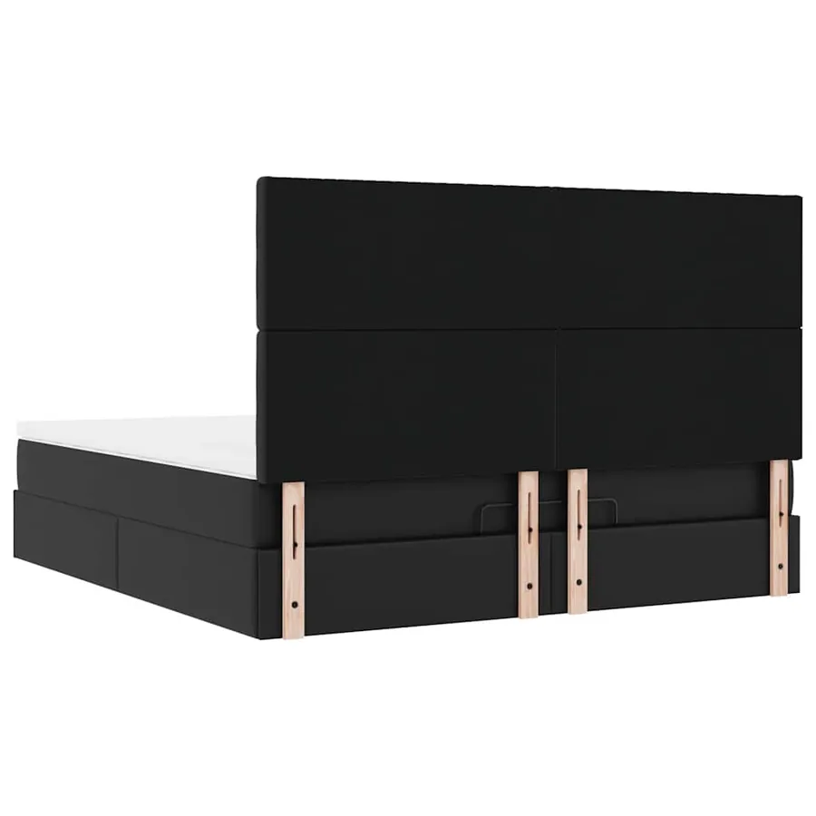 Cadre de lit ottoman avec matelas noir 160x200 cm similicuir - 9