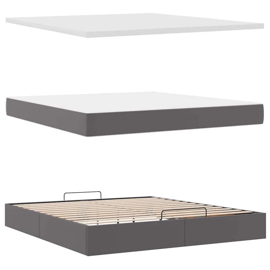 Lit ottoman avec matelas & LED Gris 160x200cm similicuir - 12