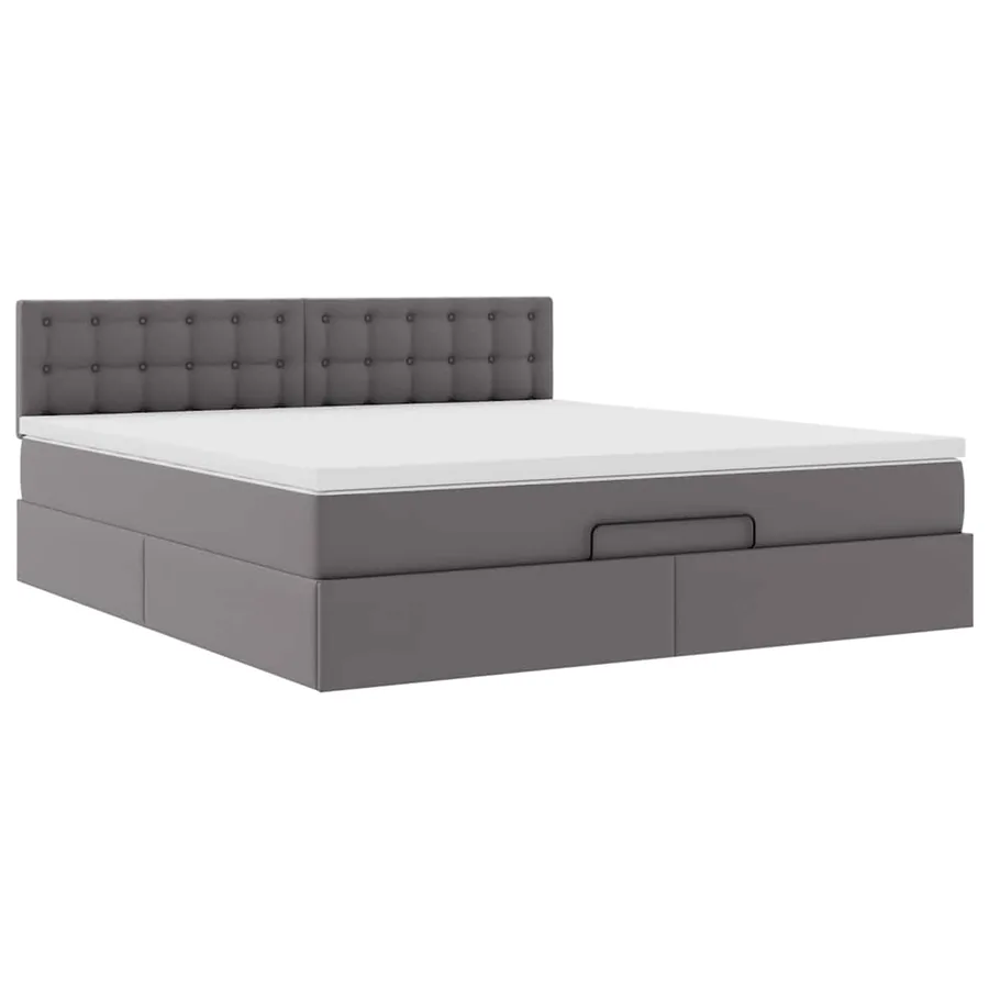 Lit ottoman avec matelas & LED Gris 160x200cm similicuir - 7