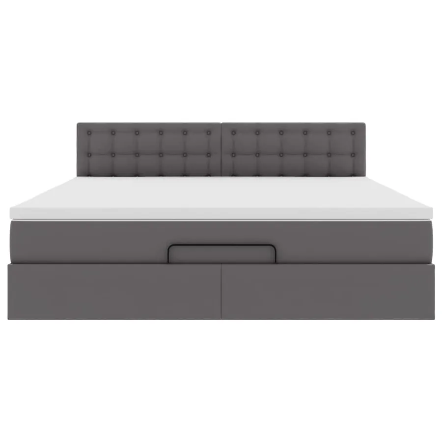 Lit ottoman avec matelas & LED Gris 160x200cm similicuir - 8