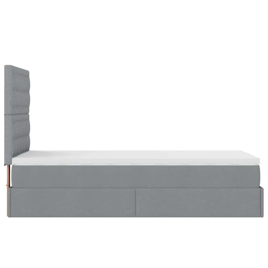 Lit ottoman avec matelas gris clair 90x200 cm tissu - 10