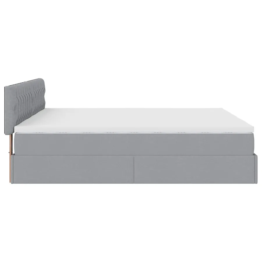 Cadre de lit ottoman et matelas gris clair 180x200cm tissu - 10