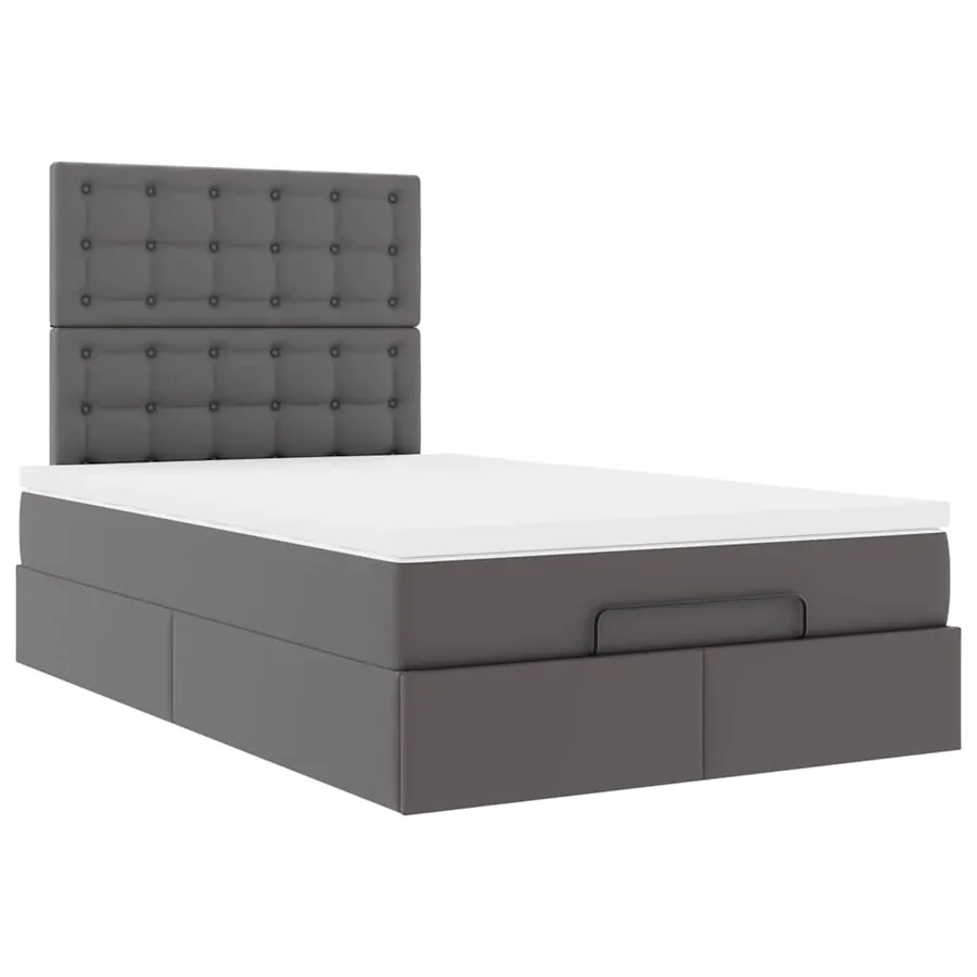 Cadre de lit ottoman avec matelas gris 120x200 cm similicuir - 6