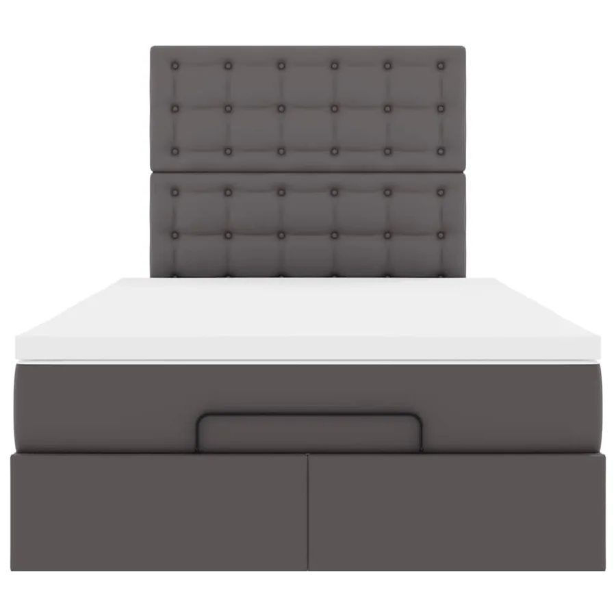 Cadre de lit ottoman avec matelas gris 120x200 cm similicuir - 7