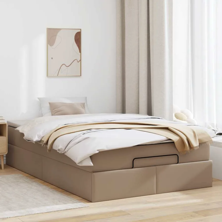 Cadre de lit ottoman et matelas cappuccino 120x200cm similicuir - 3