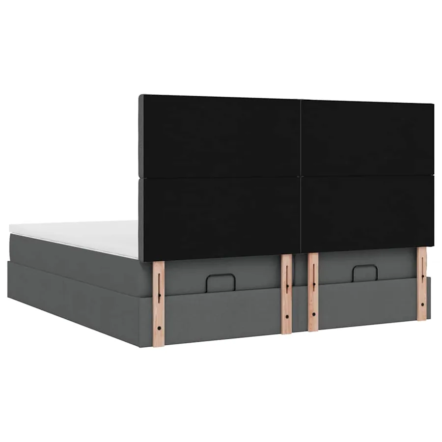 Cadre de lit ottoman avec matelas gris foncé 180x200cm tissu - 10
