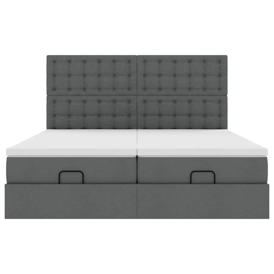 Cadre de lit ottoman avec matelas gris foncé 180x200cm tissu - 8