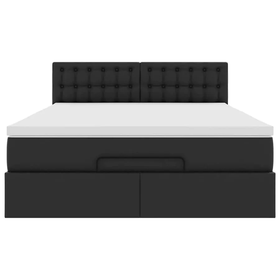 Lit ottoman avec matelas & LED Noir 140x190cm similicuir - 8