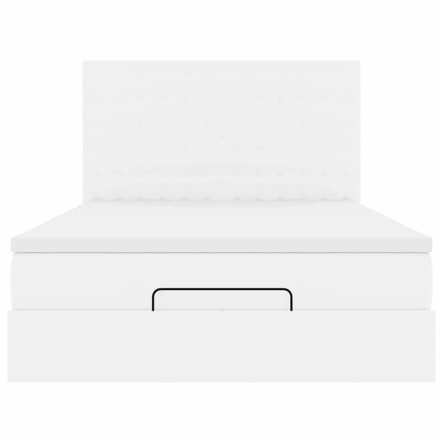 Cadre de lit ottoman avec matelas blanc 140x190 cm similicuir - 8
