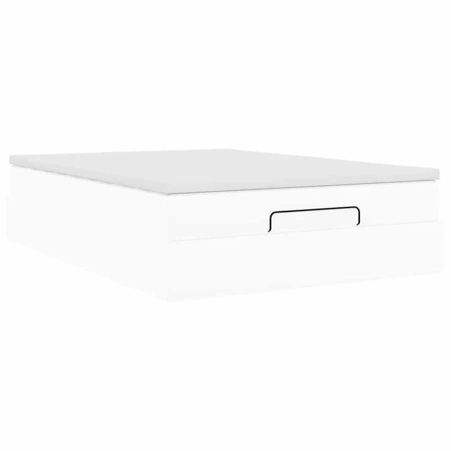 Cadre de lit ottoman avec matelas blanc 140x190 cm similicuir - 10