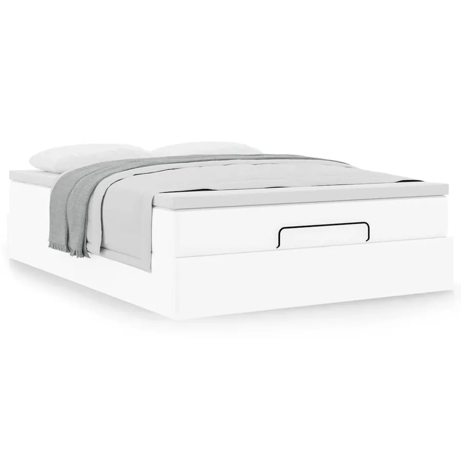 Cadre de lit ottoman avec matelas blanc 140x190 cm similicuir - 4