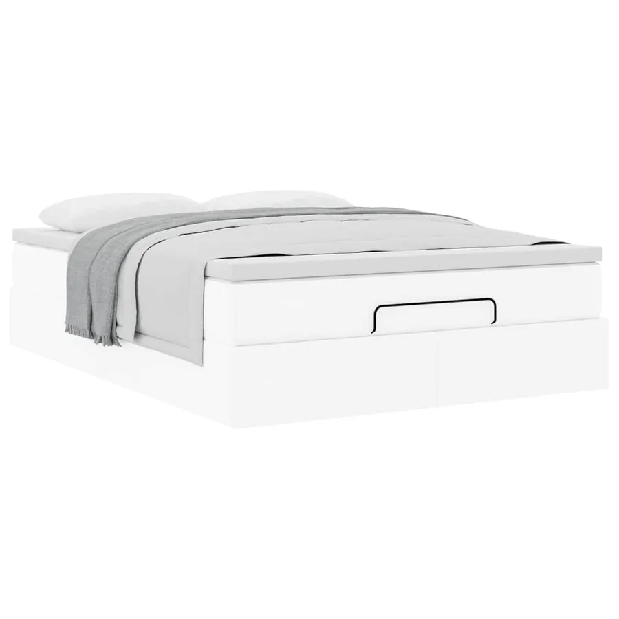 Cadre de lit ottoman avec matelas blanc 140x190 cm similicuir - 5