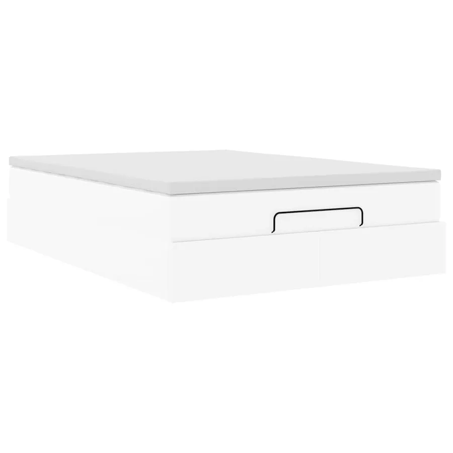 Cadre de lit ottoman avec matelas blanc 140x190 cm similicuir - 6