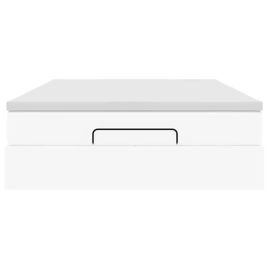Cadre de lit ottoman avec matelas blanc 140x190 cm similicuir - 7