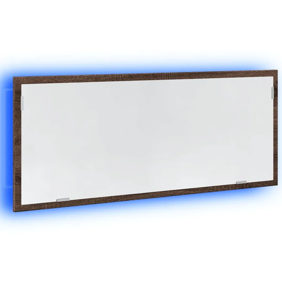 Miroir de salle de bain à LED chêne marron bois d'ingénierie - 3