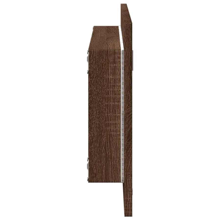 Miroir de salle de bain à LED chêne marron bois d'ingénierie - 7