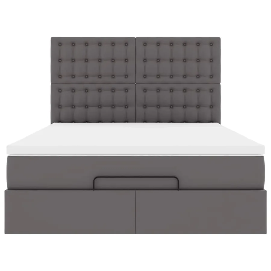 Cadre de lit ottoman avec matelas gris 140x190 cm similicuir - 8