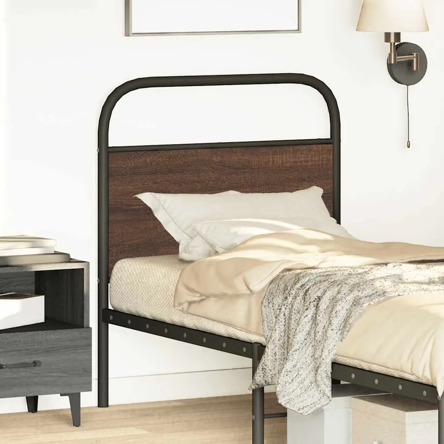 Tête de lit de remplacement chêne marron 75 cm acier et bois d'ingénierie - 2