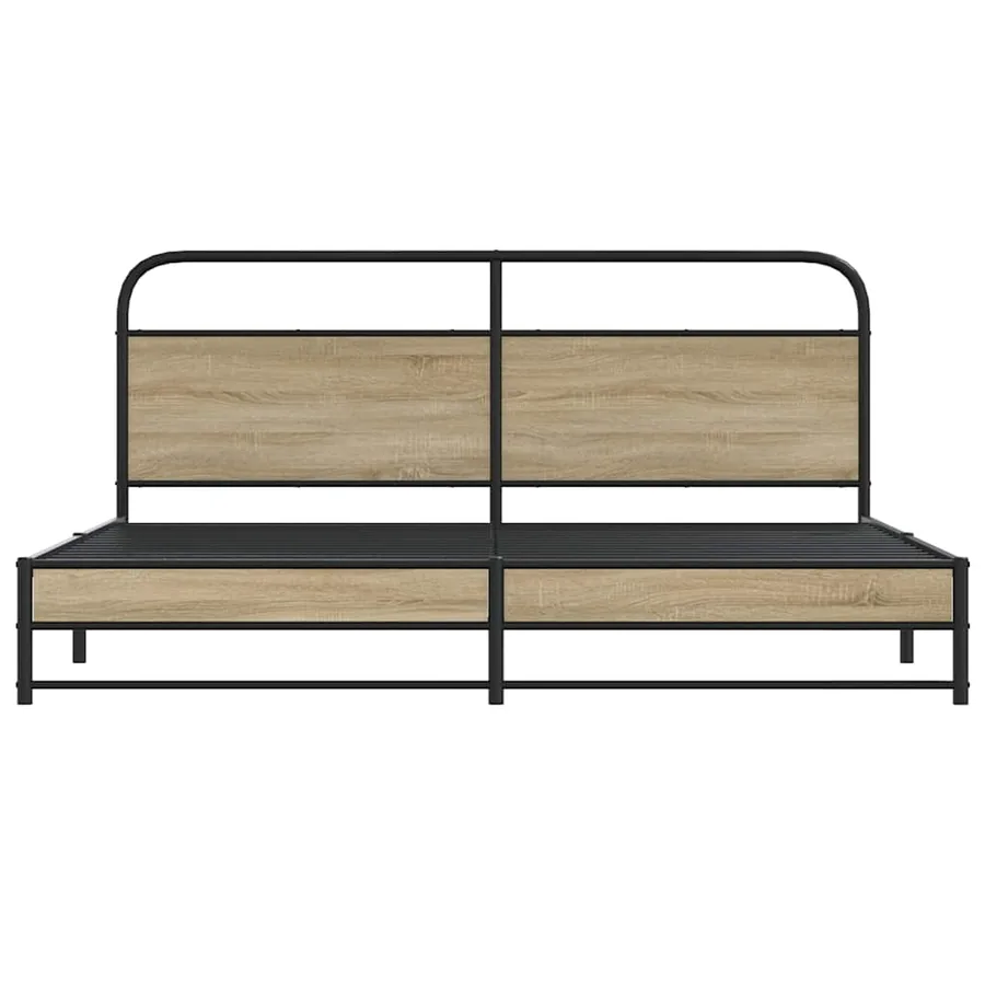 Cadre de lit en métal sans matelas chêne fumé 180x200 cm - 5
