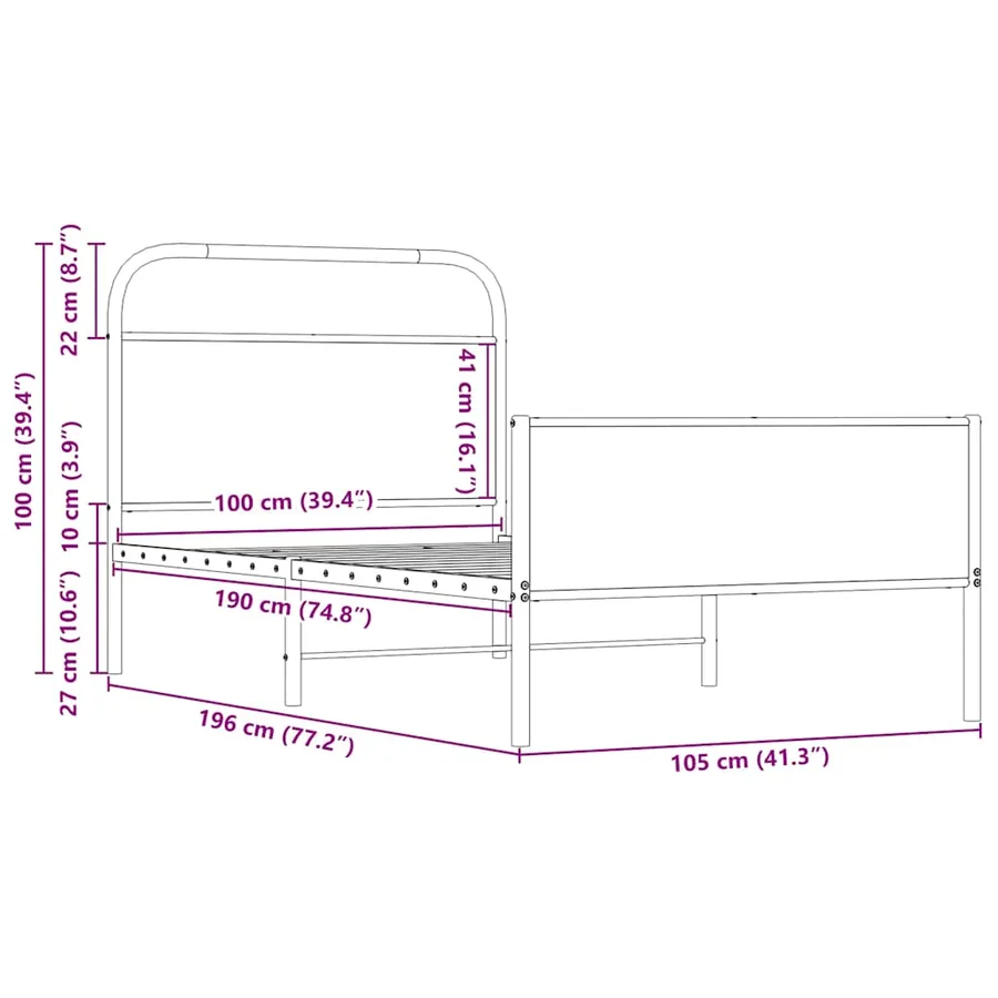 Cadre de lit sans matelas 100x190 cm chêne sonoma - 9