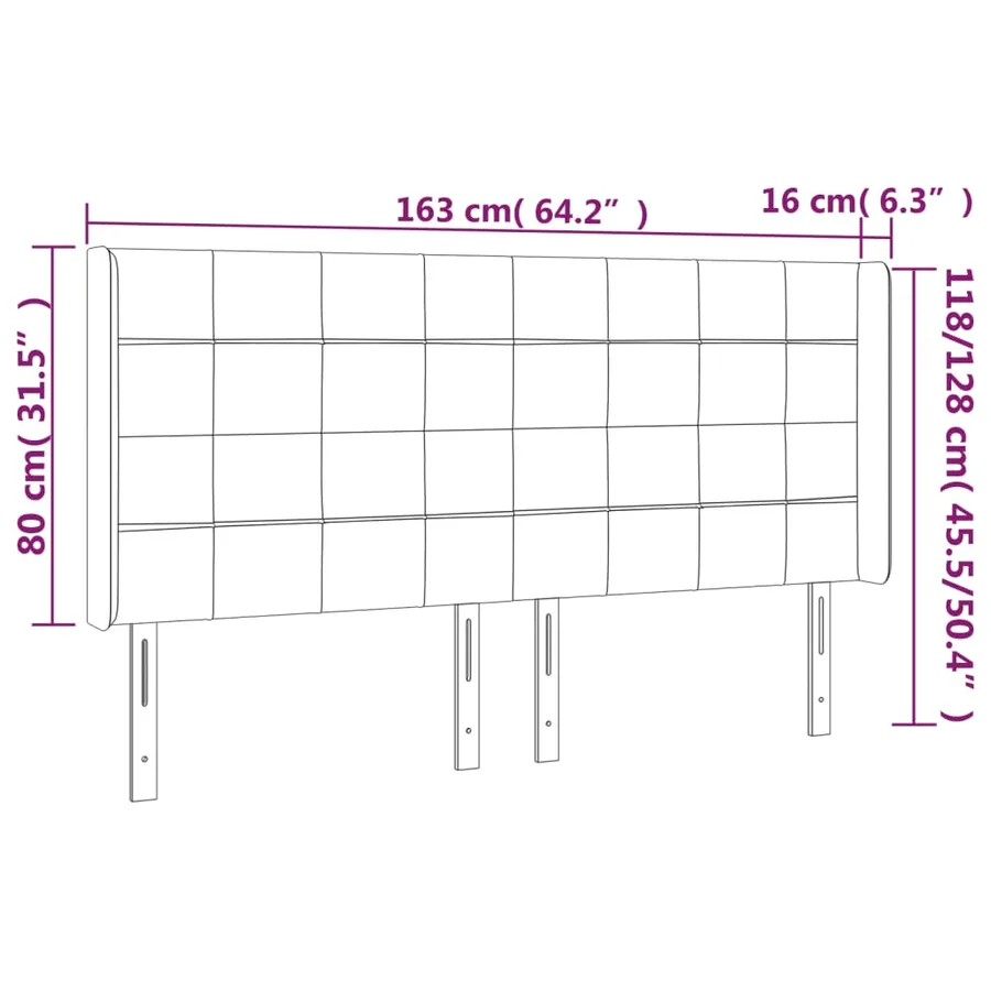 Tête de lit à LED Gris clair 163x16x118/128 cm Velours - 6