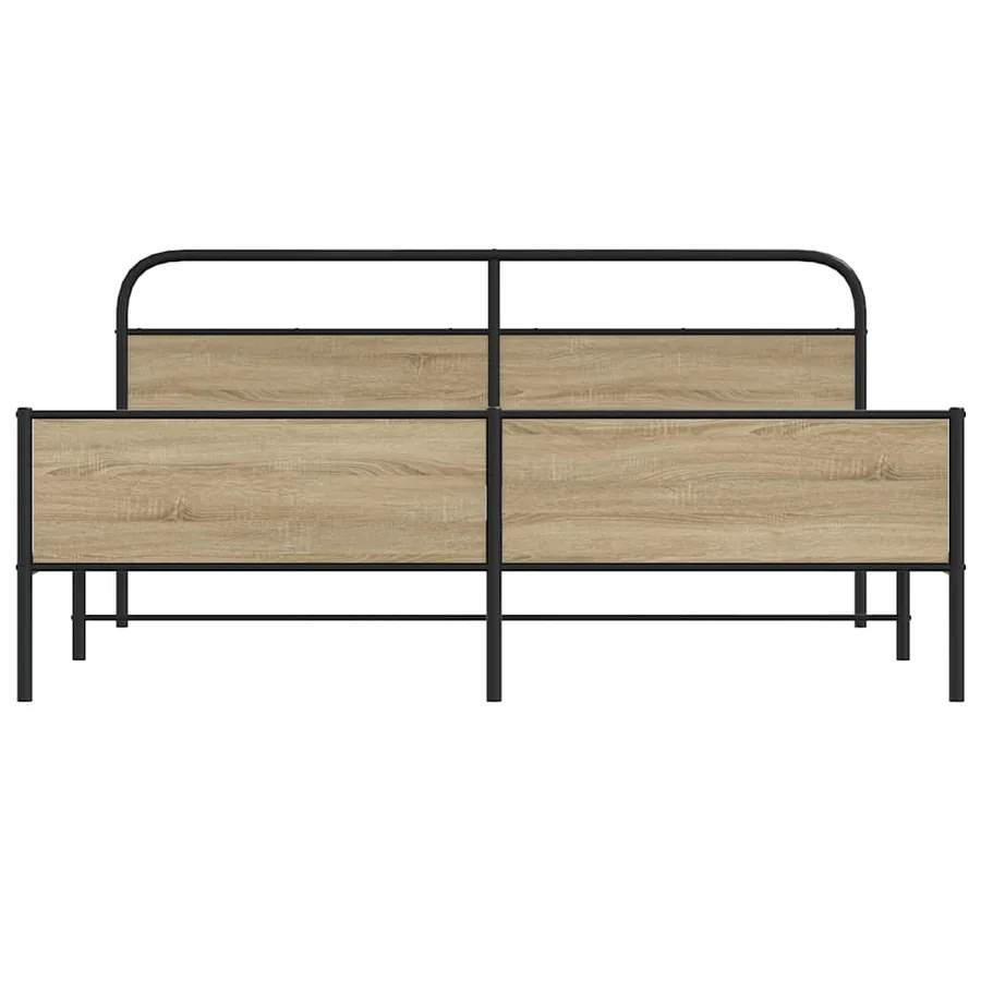 Cadre de lit en métal sans matelas chêne fumé 193x203 cm - 5