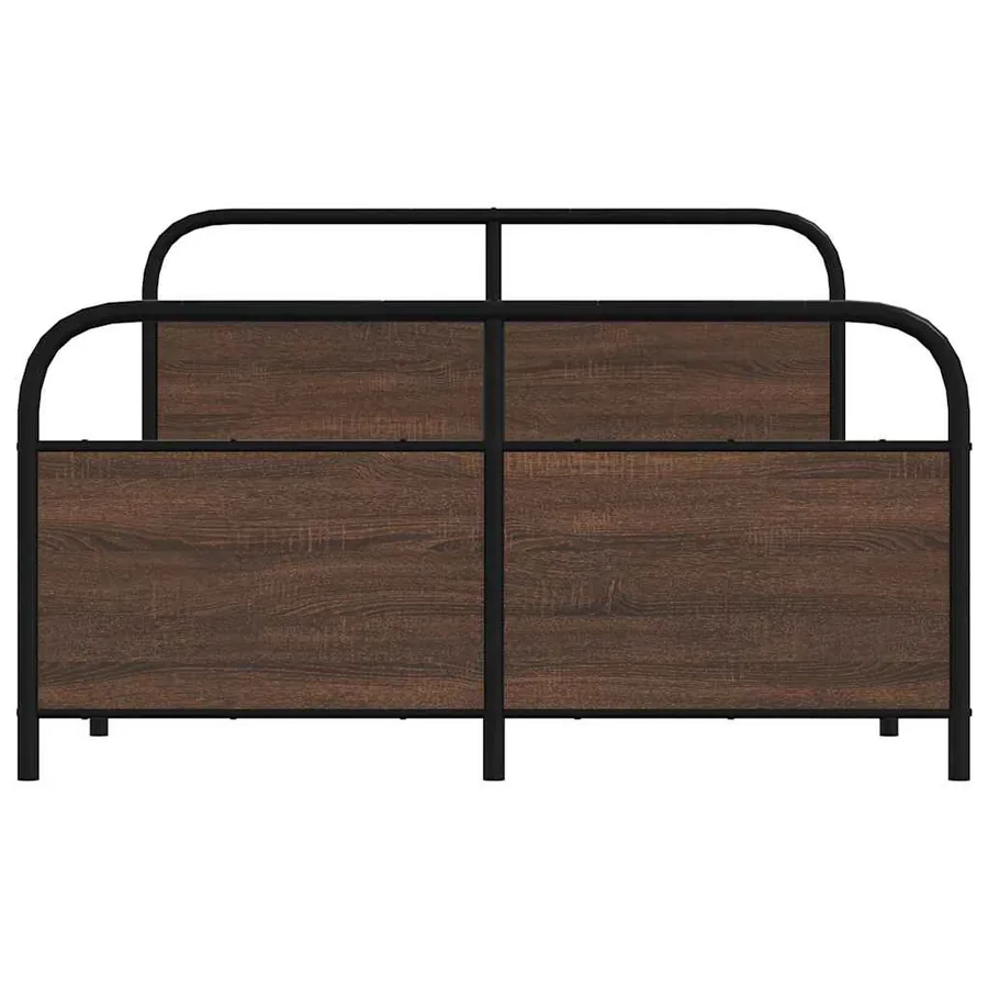 Cadre de lit en métal sans matelas chêne marron 140x190 cm - 5