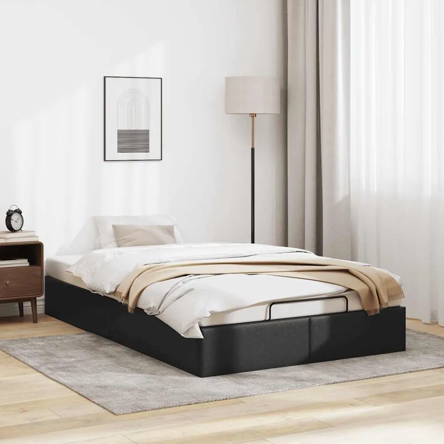 Cadre de lit ottoman sans matelas noir 120x190 cm similicuir - 3