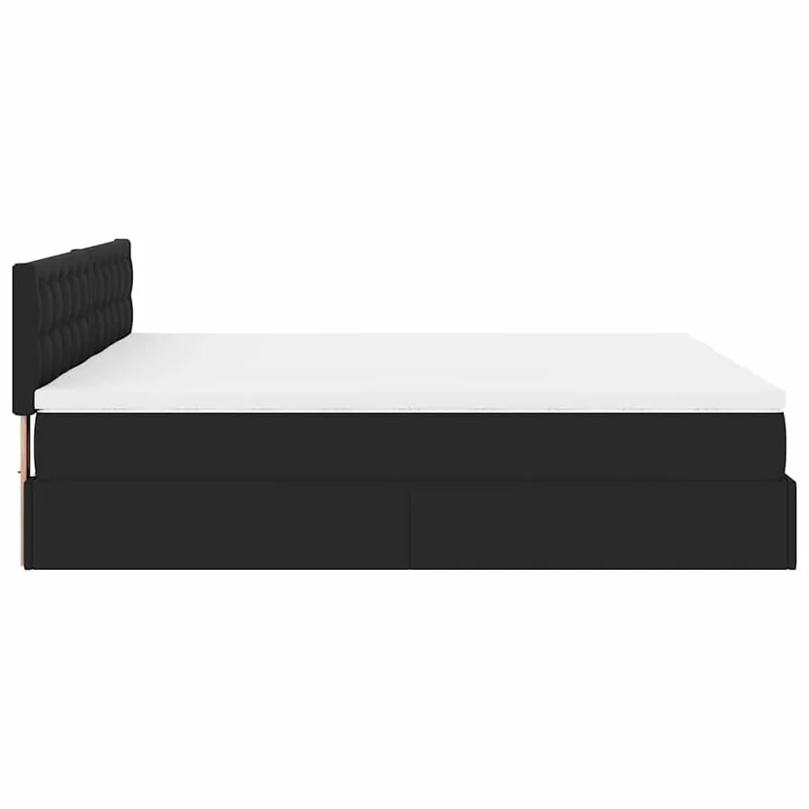 Cadre de lit ottoman avec matelas noir 160x200 cm similicuir - 10