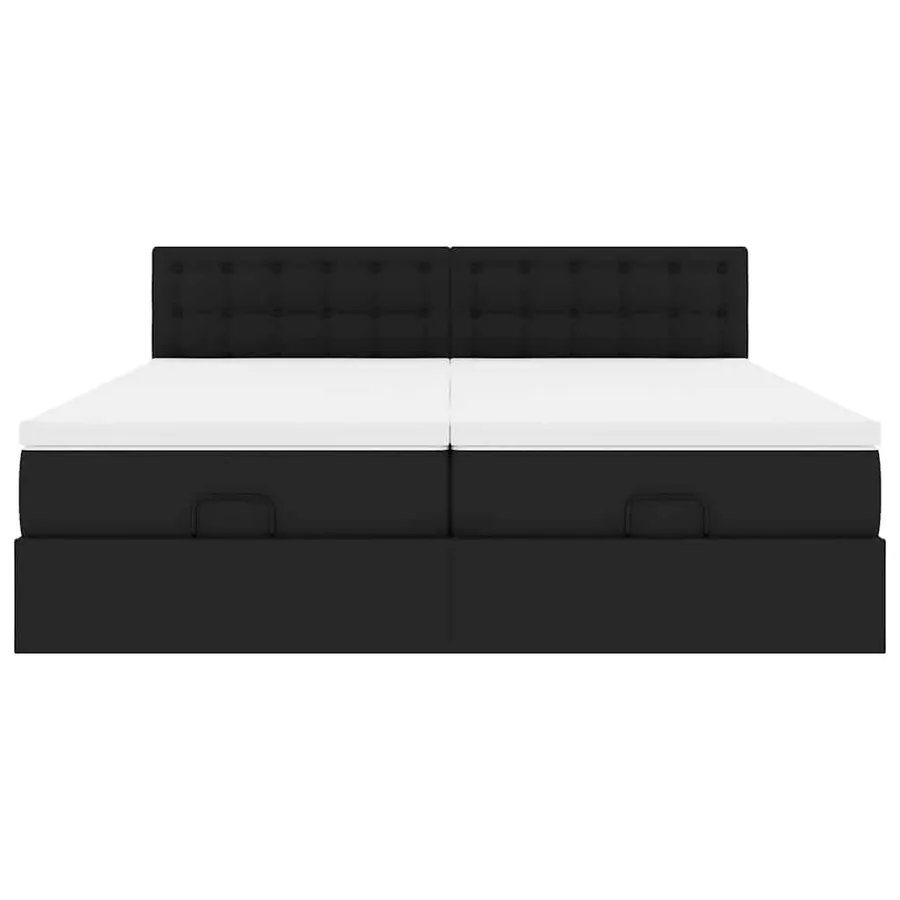 Cadre de lit ottoman avec matelas noir 160x200 cm similicuir - 7