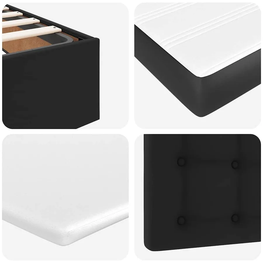 Lit ottoman avec matelas noir 80x200 cm similicuir - 14