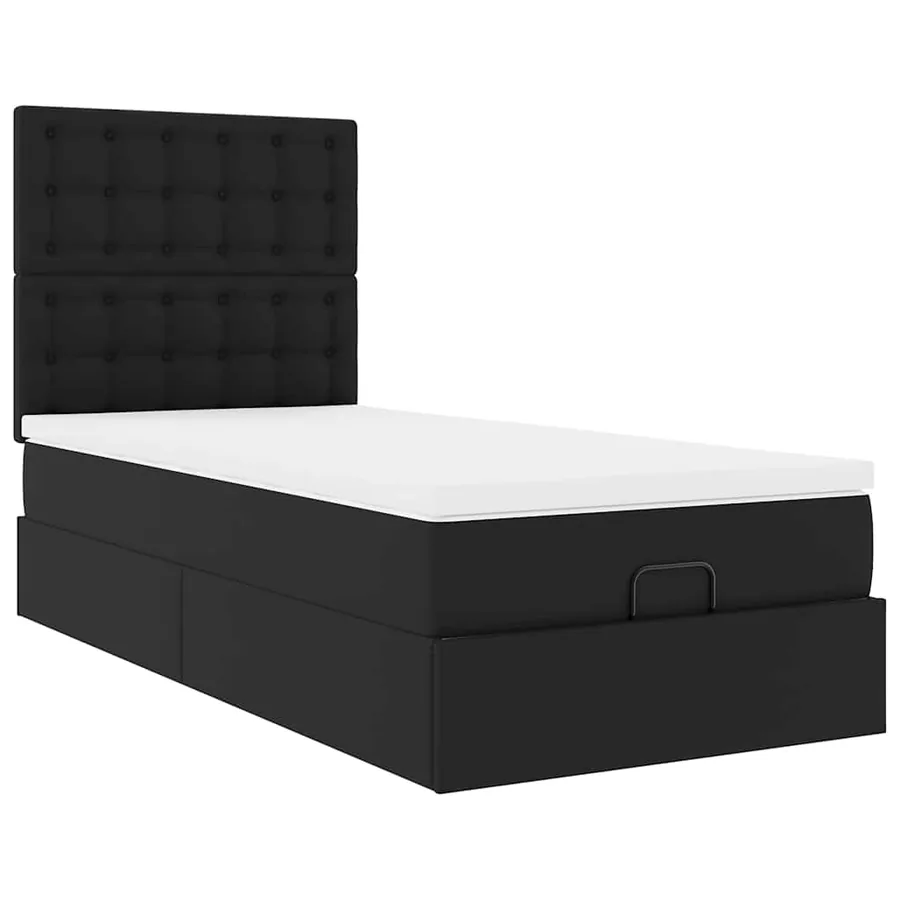 Lit ottoman avec matelas noir 80x200 cm similicuir - 6