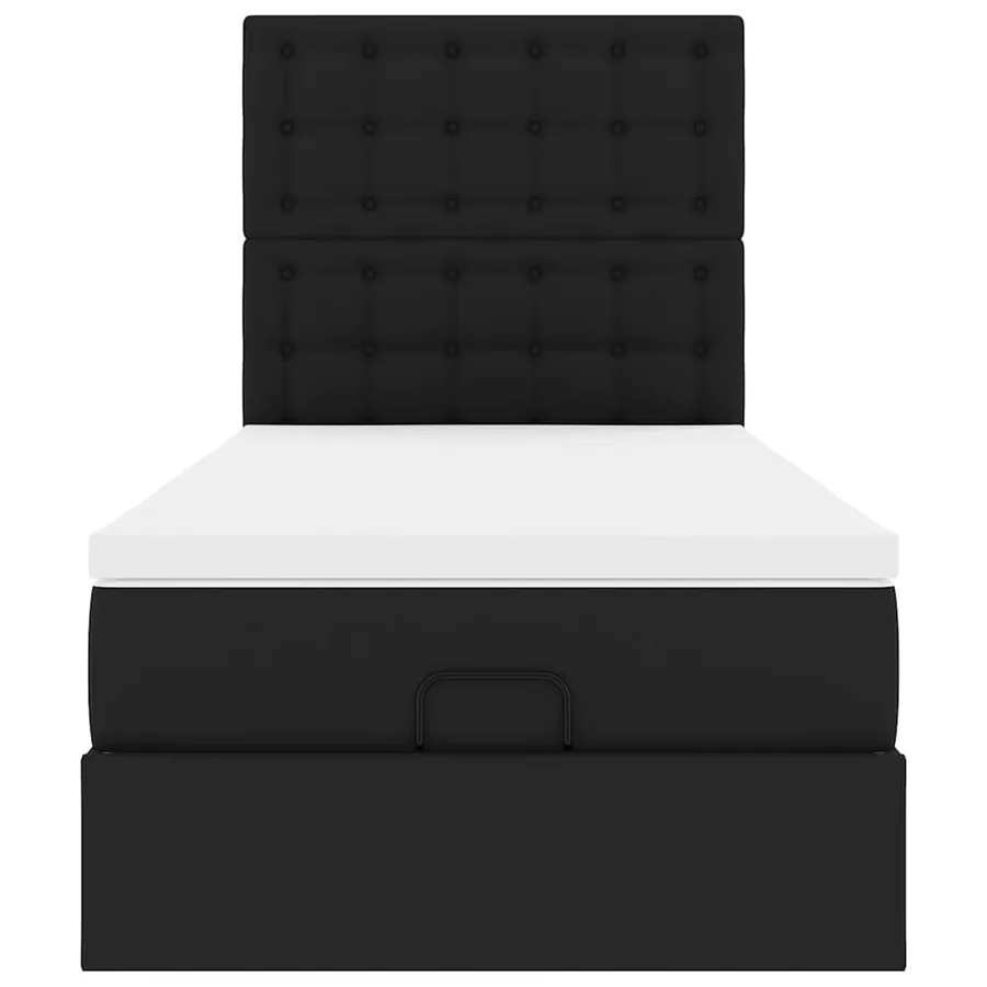 Lit ottoman avec matelas noir 80x200 cm similicuir - 7
