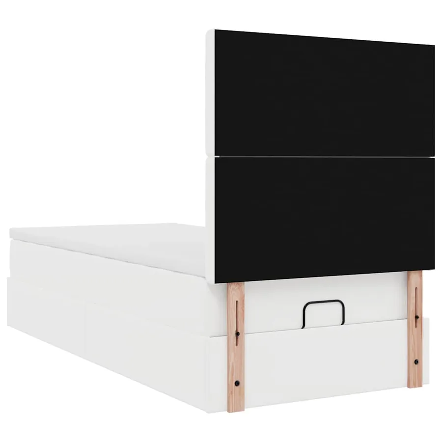 Cadre de lit ottoman avec matelas blanc 90x190 cm similicuir - 12