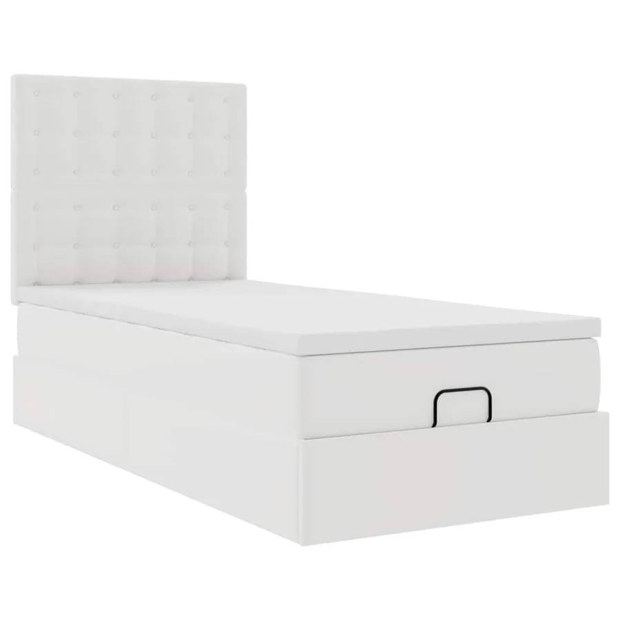 Cadre de lit ottoman avec matelas blanc 90x190 cm similicuir - 7