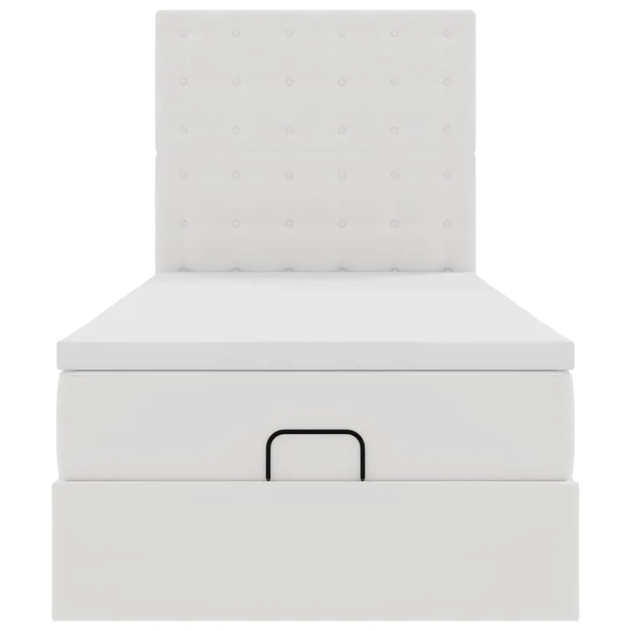 Cadre de lit ottoman avec matelas blanc 90x190 cm similicuir - 8
