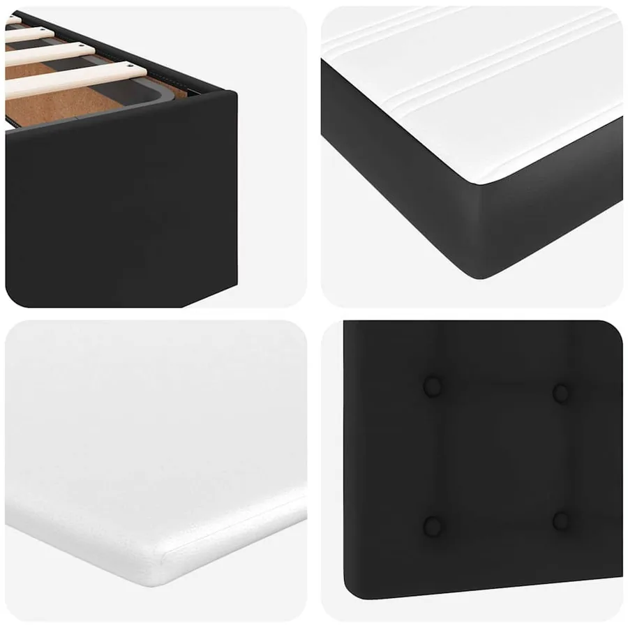 Cadre de lit ottoman avec matelas noir 90x200 cm similicuir - 15