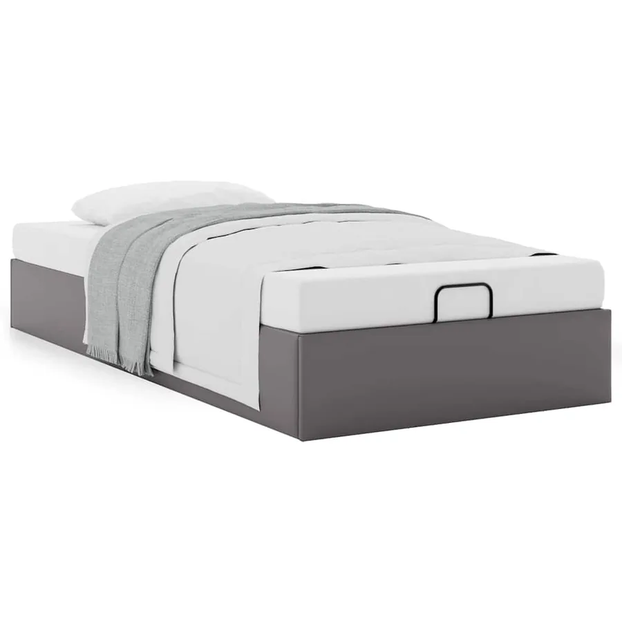 Cadre de lit ottoman sans matelas gris 90x190 cm similicuir - 4