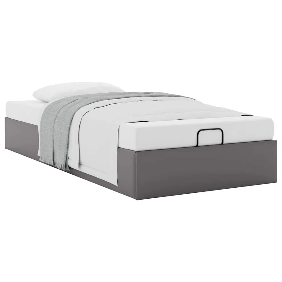 Cadre de lit ottoman sans matelas gris 90x190 cm similicuir - 5