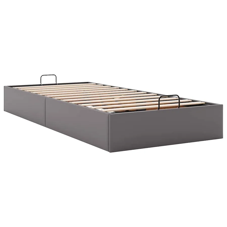 Cadre de lit ottoman sans matelas gris 90x190 cm similicuir - 6