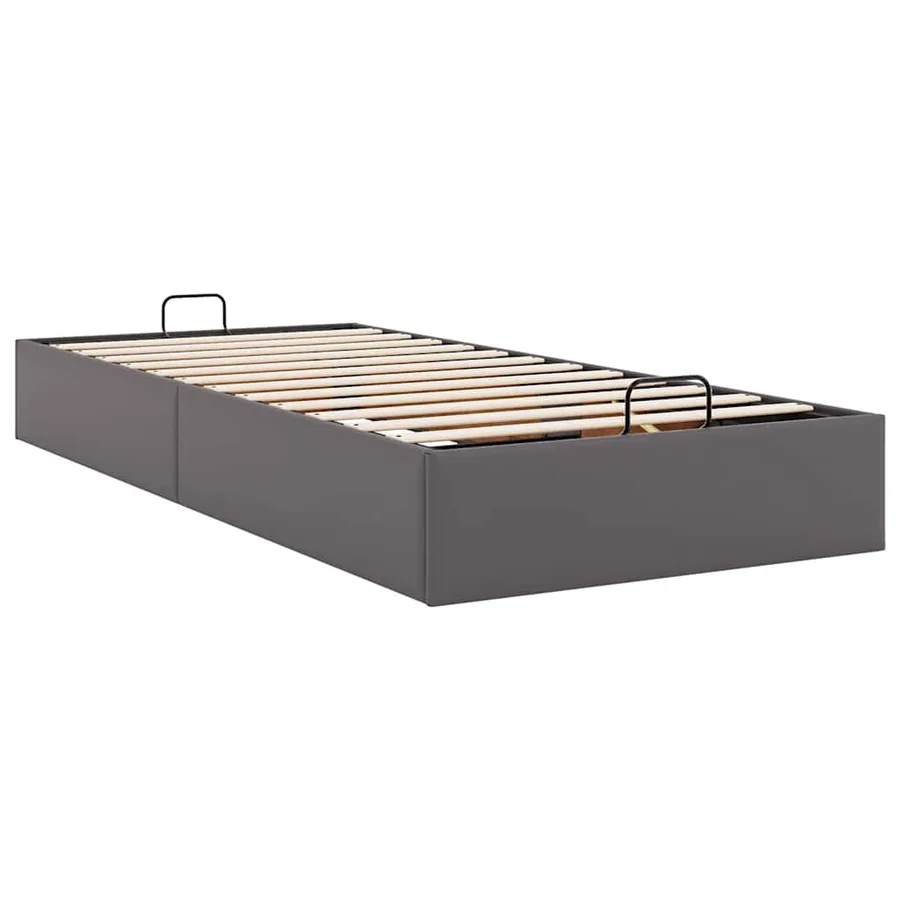 Cadre de lit ottoman sans matelas gris 90x190 cm similicuir - 9