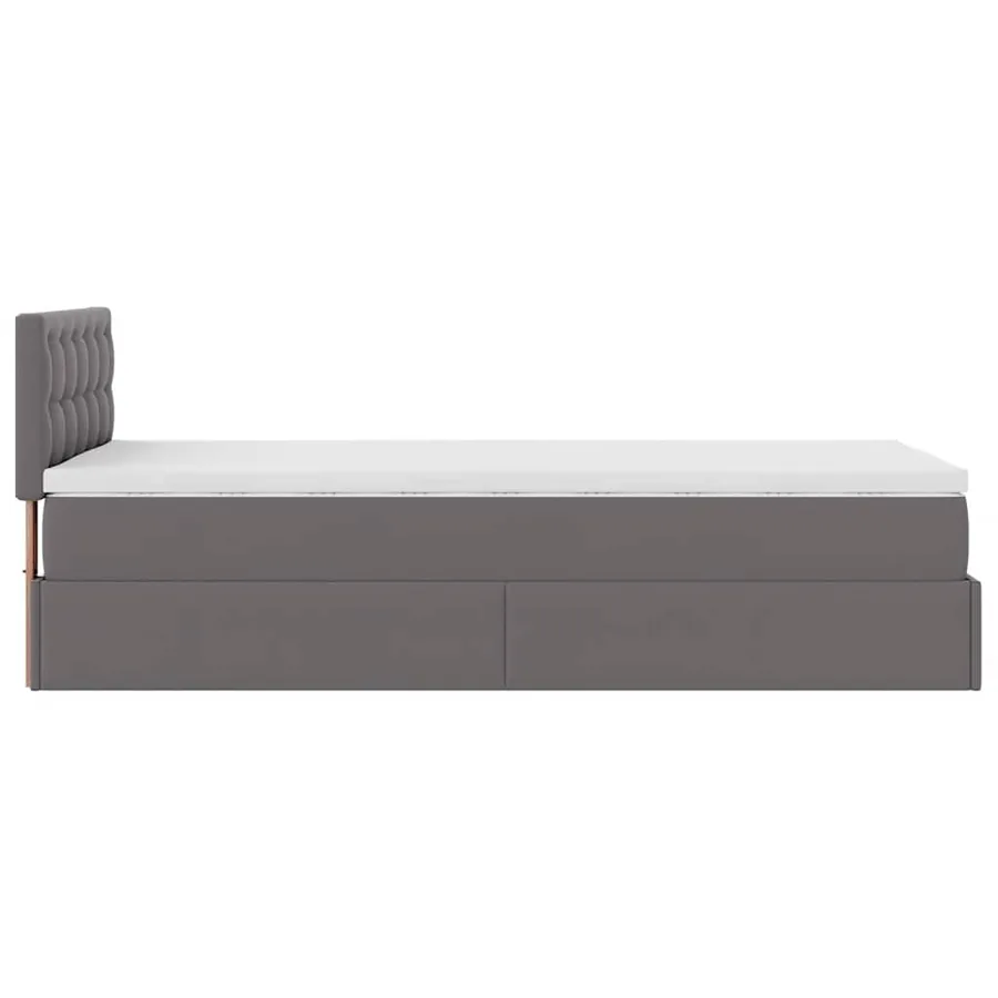 Lit ottoman avec matelas gris 90x190 cm similicuir - 10