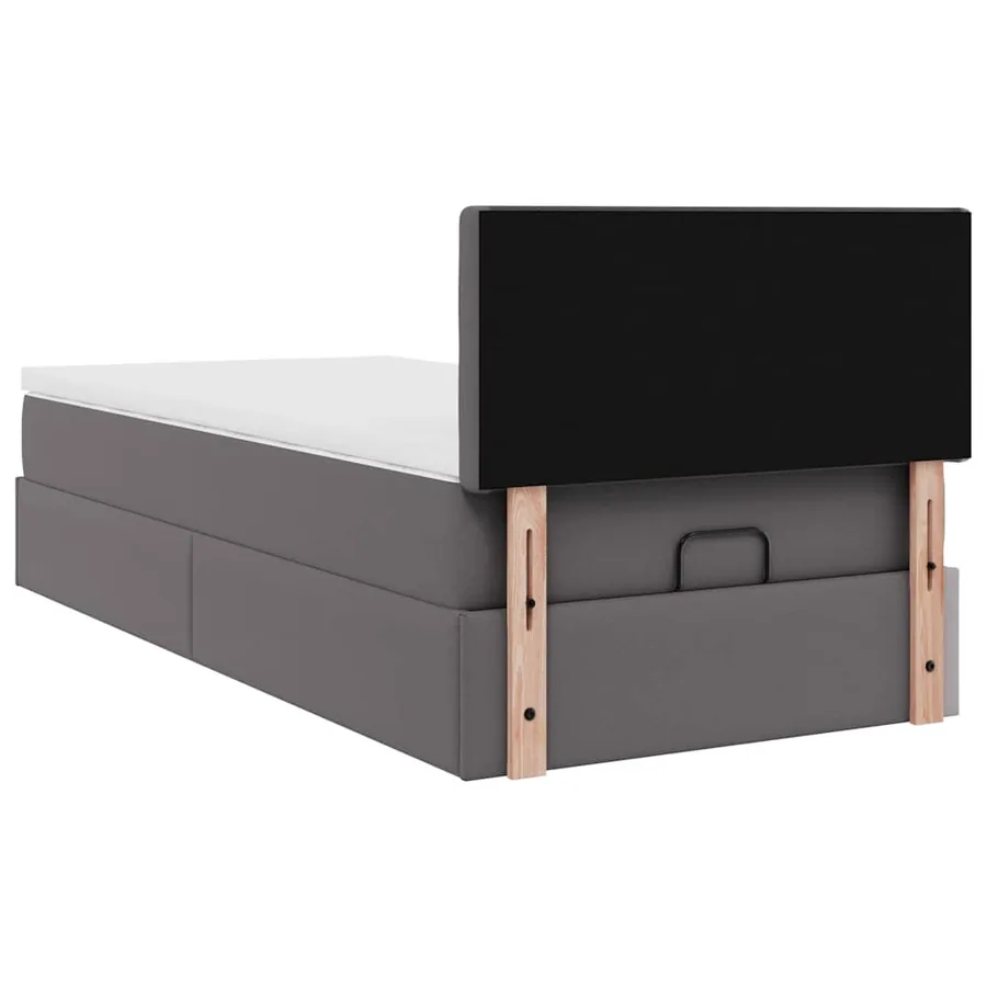 Lit ottoman avec matelas gris 90x190 cm similicuir - 11