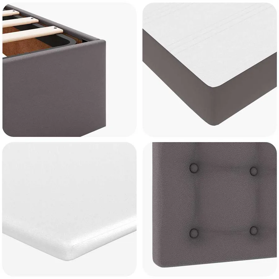 Lit ottoman avec matelas gris 90x190 cm similicuir - 14