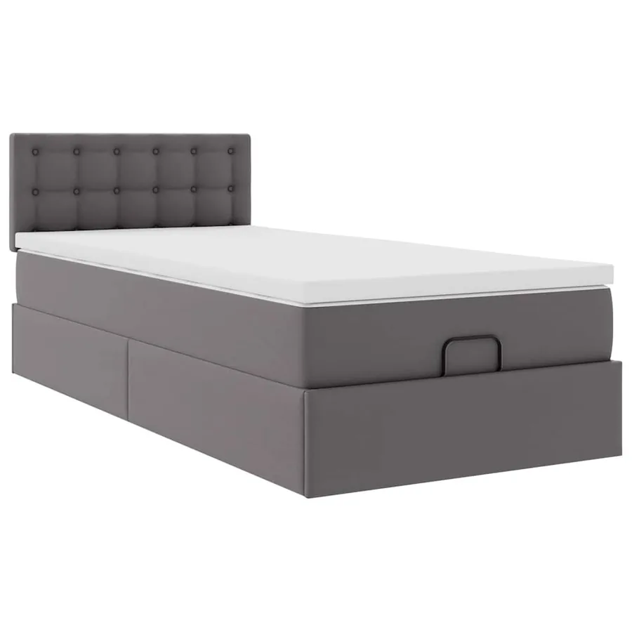 Lit ottoman avec matelas gris 90x190 cm similicuir - 6