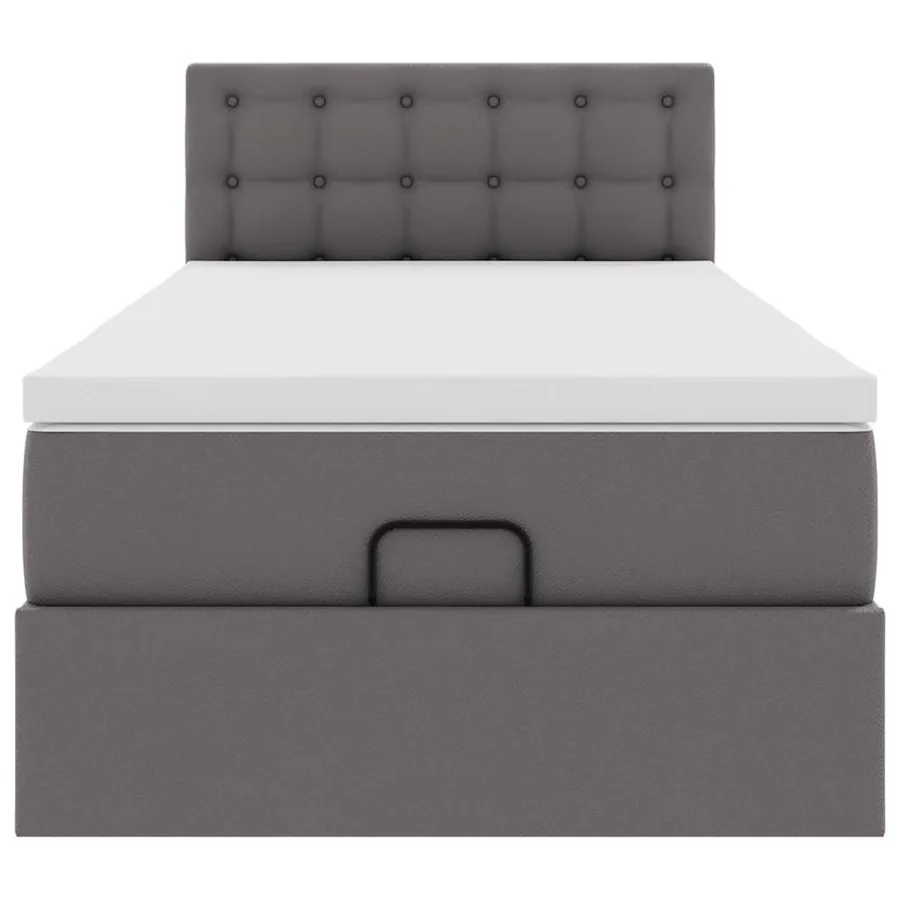 Lit ottoman avec matelas gris 90x190 cm similicuir - 7