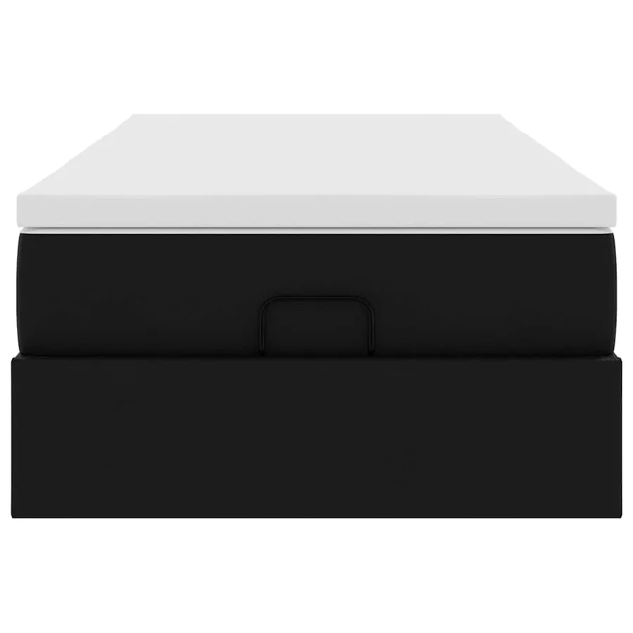 Cadre de lit ottoman avec matelas noir 100x200 cm similicuir - 7