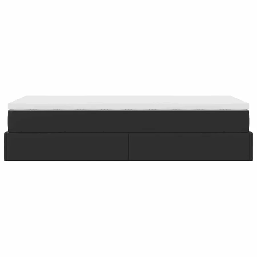 Cadre de lit ottoman avec matelas noir 100x200 cm similicuir - 9