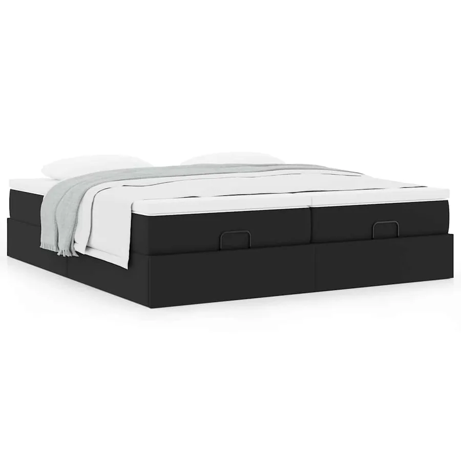 Cadre de lit ottoman avec matelas noir 200x200 cm similicuir - 4